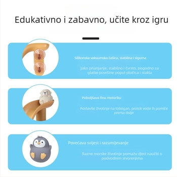 Kognitivna plivajuća igračka za kupanje s pingvinom - plastični set za vodu za djecu 0–3 godine, igračka s mrežicom za pecanje