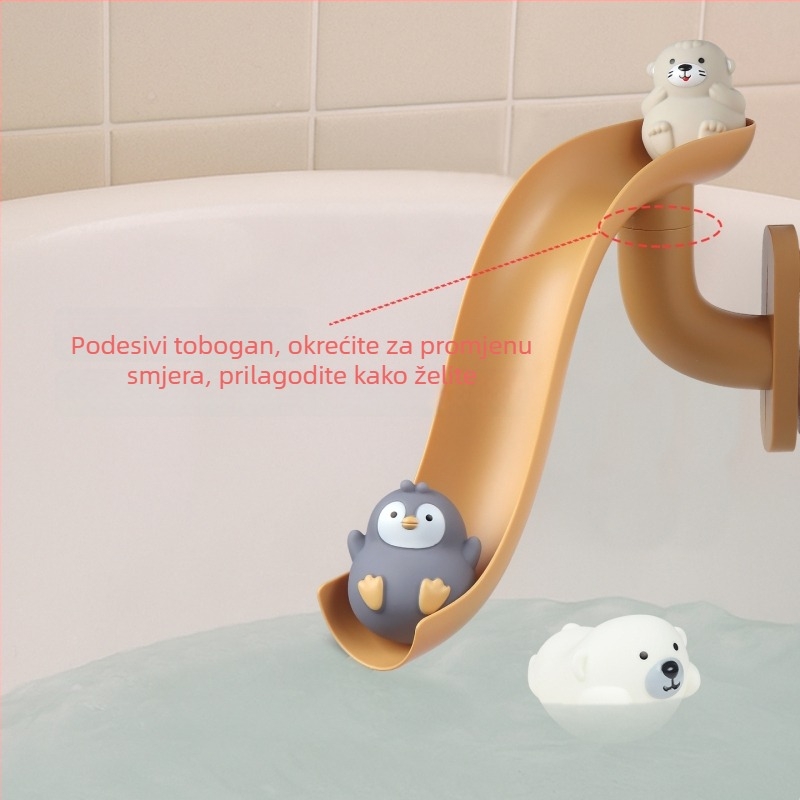 Kognitivna plivajuća igračka za kupanje s pingvinom - plastični set za vodu za djecu 0–3 godine, igračka s mrežicom za pecanje