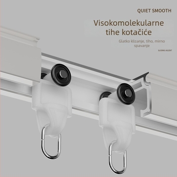 Shuyu šina za zavjese od aluminijske legure, tiha - bočno postavljanje, ravna šina, dvostruka šina, prilagodljiva
