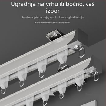 Shuyu šina za zavjese od aluminijske legure, tiha - bočno postavljanje, ravna šina, dvostruka šina, prilagodljiva