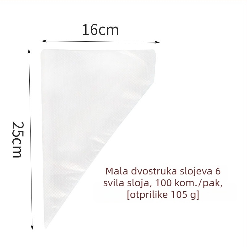 Vrećica za ukrašavanje – debela jednokratna vrećica za kremu za kolače i kekse, PE materijal, 100 komada u pakiranju, za pečenje, Zhili Packaging