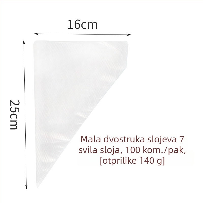 Vrećica za ukrašavanje – debela jednokratna vrećica za kremu za kolače i kekse, PE materijal, 100 komada u pakiranju, za pečenje, Zhili Packaging
