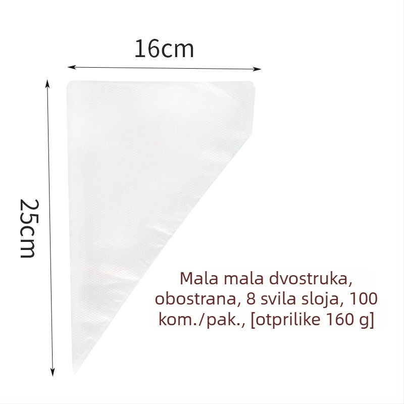 Vrećica za ukrašavanje – debela jednokratna vrećica za kremu za kolače i kekse, PE materijal, 100 komada u pakiranju, za pečenje, Zhili Packaging