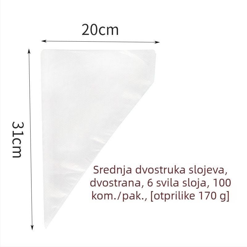 Vrećica za ukrašavanje – debela jednokratna vrećica za kremu za kolače i kekse, PE materijal, 100 komada u pakiranju, za pečenje, Zhili Packaging