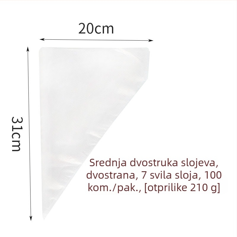 Vrećica za ukrašavanje – debela jednokratna vrećica za kremu za kolače i kekse, PE materijal, 100 komada u pakiranju, za pečenje, Zhili Packaging