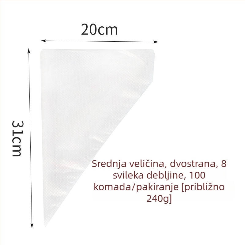 Vrećica za ukrašavanje – debela jednokratna vrećica za kremu za kolače i kekse, PE materijal, 100 komada u pakiranju, za pečenje, Zhili Packaging