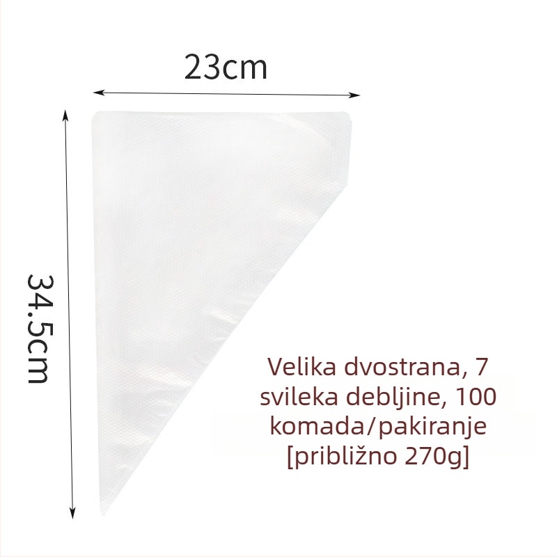 Vrećica za ukrašavanje – debela jednokratna vrećica za kremu za kolače i kekse, PE materijal, 100 komada u pakiranju, za pečenje, Zhili Packaging