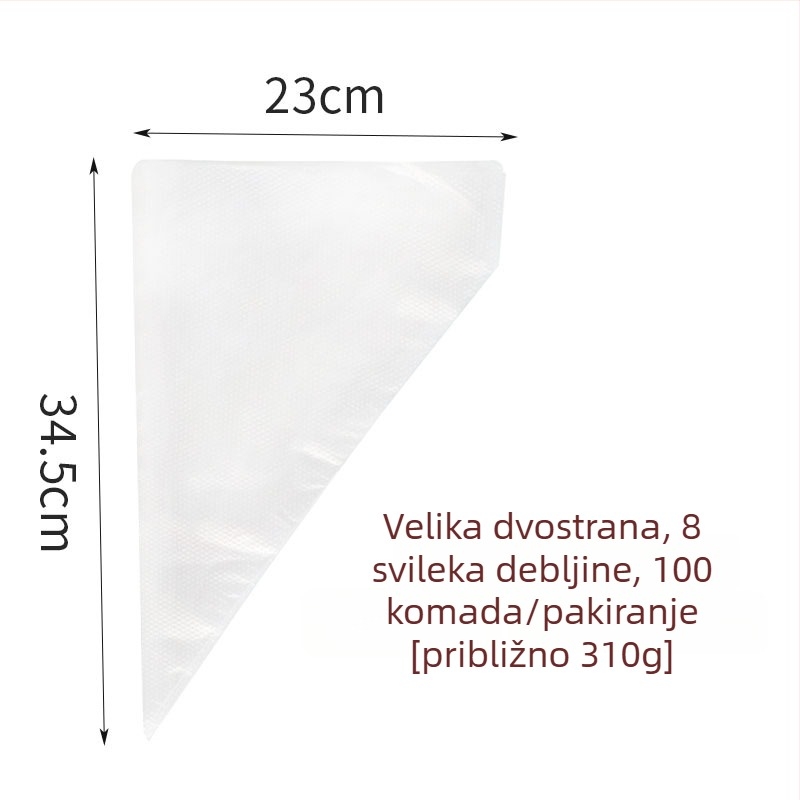 Vrećica za ukrašavanje – debela jednokratna vrećica za kremu za kolače i kekse, PE materijal, 100 komada u pakiranju, za pečenje, Zhili Packaging