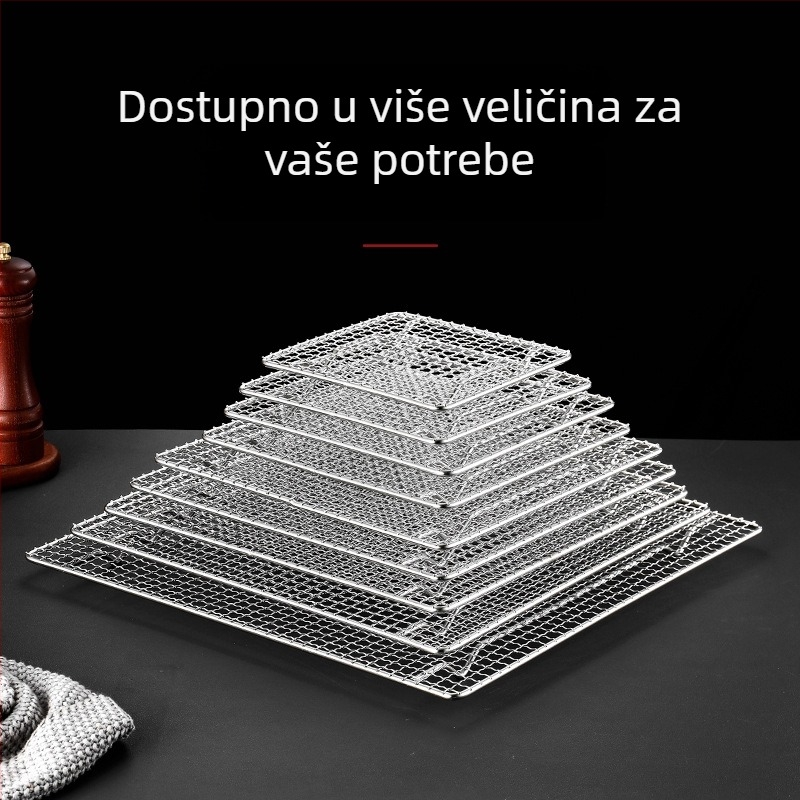 Roštilj mreža – 304 nehrđajući čelik, kvadratnog oblika, čvrsta, bez premaza