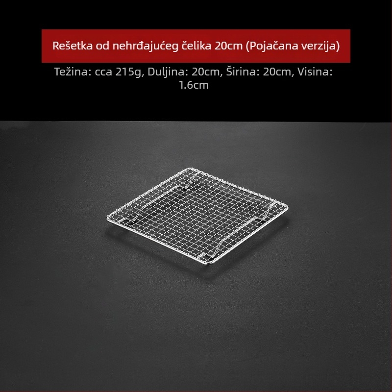 Roštilj mreža – 304 nehrđajući čelik, kvadratnog oblika, čvrsta, bez premaza