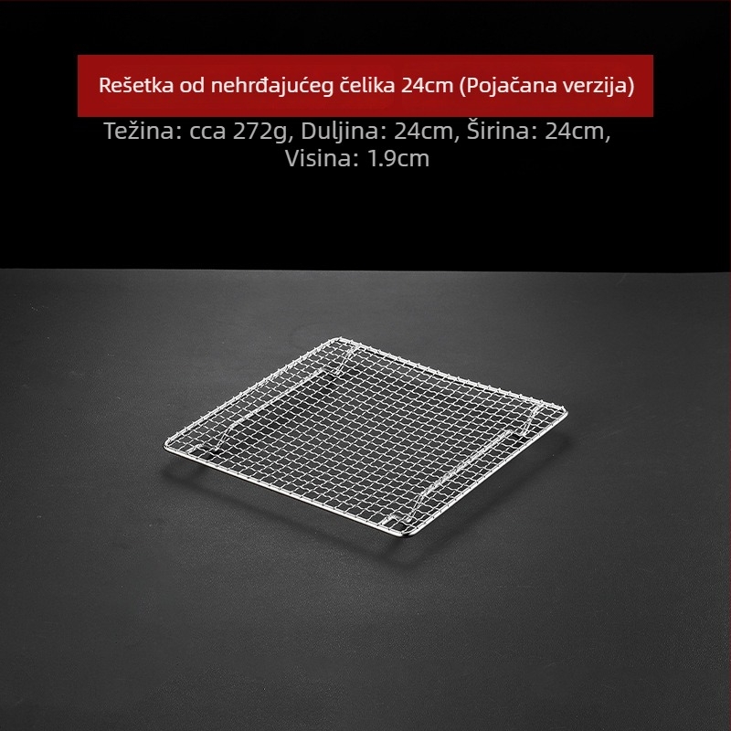 Roštilj mreža – 304 nehrđajući čelik, kvadratnog oblika, čvrsta, bez premaza