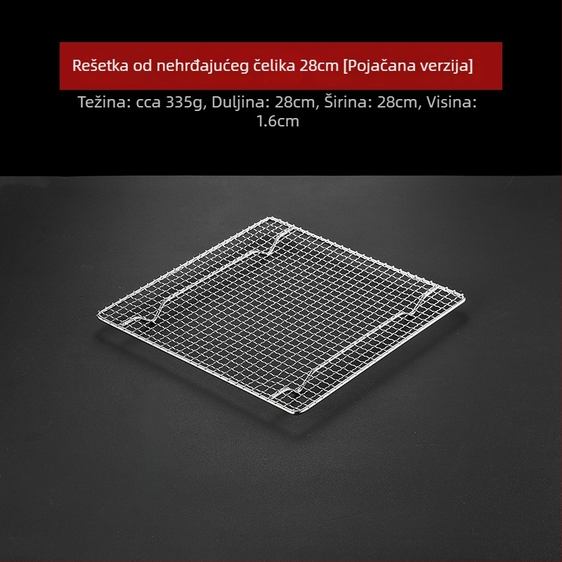 Roštilj mreža – 304 nehrđajući čelik, kvadratnog oblika, čvrsta, bez premaza