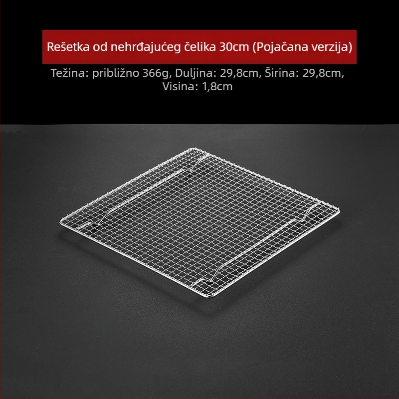 Roštilj mreža – 304 nehrđajući čelik, kvadratnog oblika, čvrsta, bez premaza