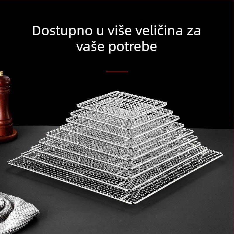 Roštilj mreža – 304 nehrđajući čelik, kvadratnog oblika, čvrsta, bez premaza