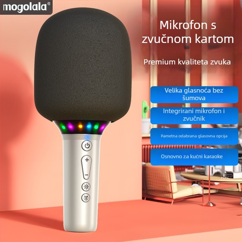 Jinyun A4 Sve-u-jednom karaoke mikrofon i zvučnik za kućnu upotrebu — dječji dinamički mikrofon, Bluetooth 5.3, ugrađena baterija 2000–4000 mAh, frekvencijski raspon 100 Hz–20 kHz, trajanje baterije 3–6 sati