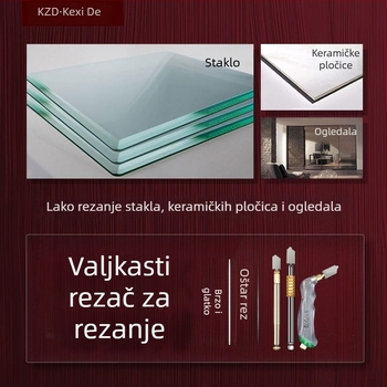 Ručni rezač stakla i pločica s dijamantnim kotačem - prenosno, višefunkcionalno (za kućnu upotrebu)