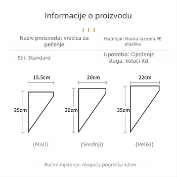 Jednokratna vrećica za ukrašavanje torti, prozirna, prehrambene kvalitete, PET/PE, za dekoriranje torti