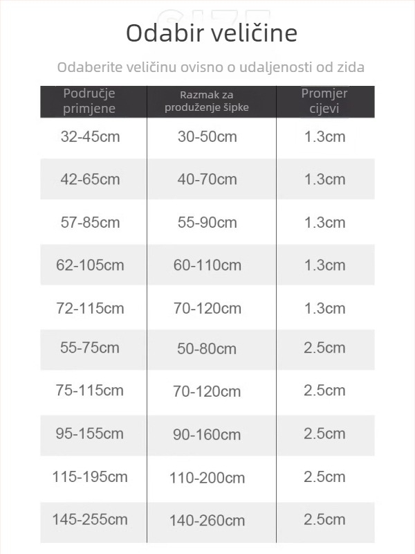 Teleskopska šipka za zavjese – montaža bez bušenja, mini izvlačna šipka za tuš i kupaonu, nosi teret