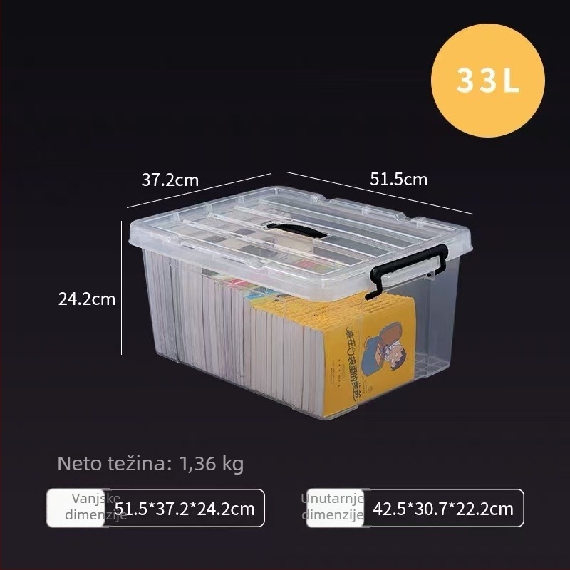 Prozirna kutija za skladištenje s poklopcem - PP plastični organizator, za spavaću sobu, kapacitet 20-30 L, lako prenosivo
