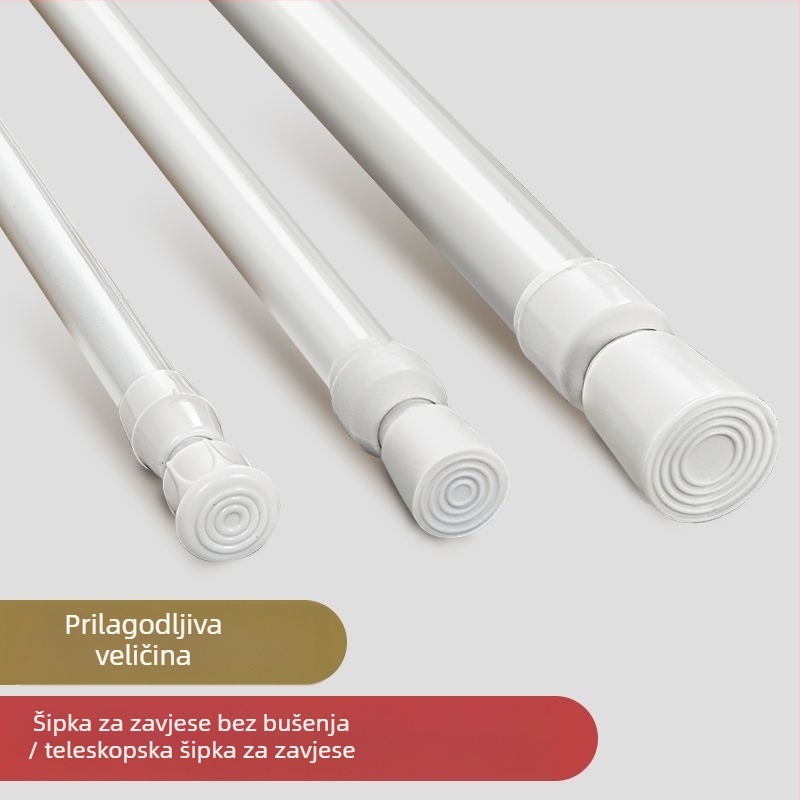 Željezni teleskopski rod za zavjese – bez bušenja, prilagodljiv, višestruka upotreba za prozor, garderobu, vrata, balkon i kupaonicu