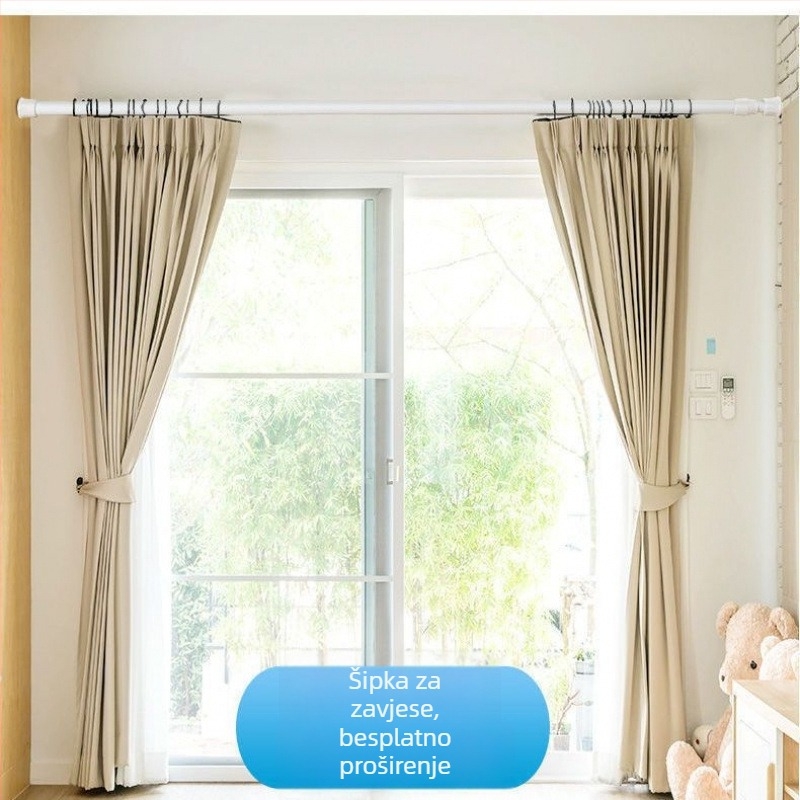 Željezni teleskopski rod za zavjese – bez bušenja, prilagodljiv, višestruka upotreba za prozor, garderobu, vrata, balkon i kupaonicu