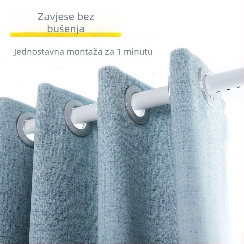 Željezni teleskopski rod za zavjese – bez bušenja, prilagodljiv, višestruka upotreba za prozor, garderobu, vrata, balkon i kupaonicu