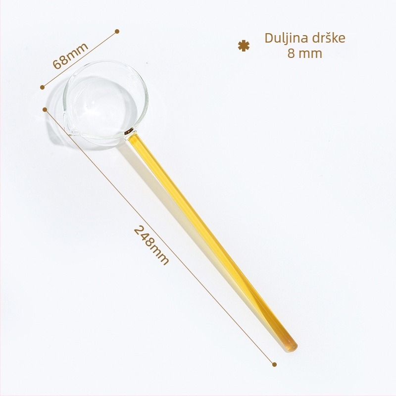 Staklena žlica s dugom drškom i oštrim vrhom – otporna na visoke temperature kuhinjska žlica za kuhanje, kašu i začinjavanje
