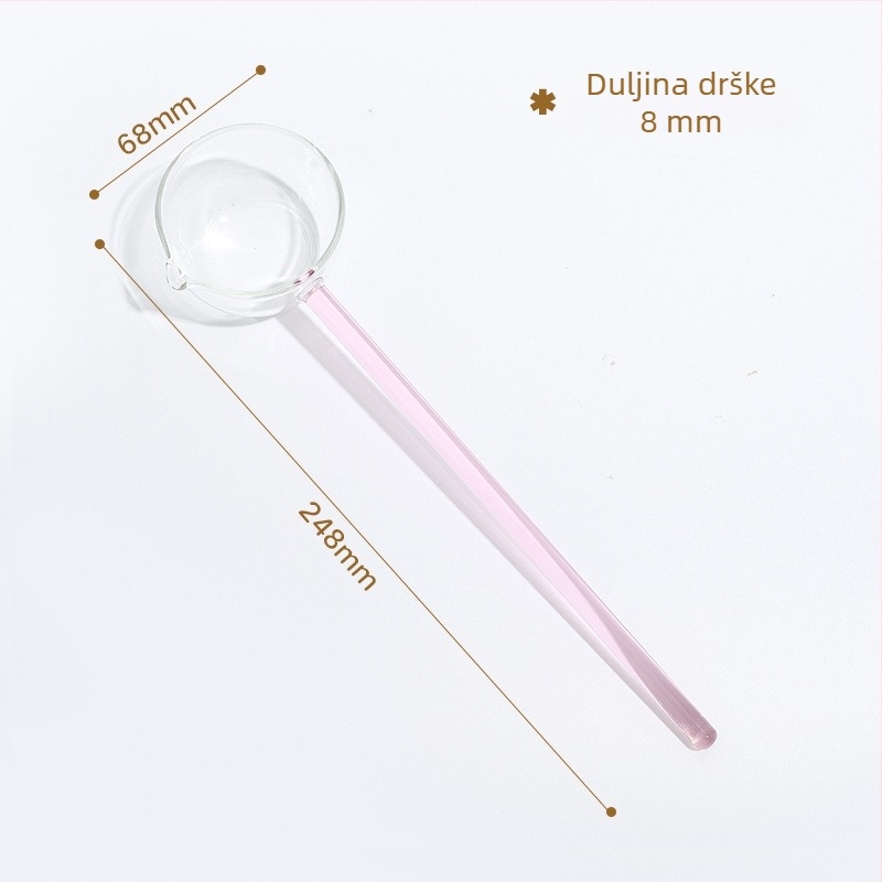 Staklena žlica s dugom drškom i oštrim vrhom – otporna na visoke temperature kuhinjska žlica za kuhanje, kašu i začinjavanje