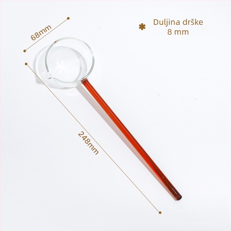 Staklena žlica s dugom drškom i oštrim vrhom – otporna na visoke temperature kuhinjska žlica za kuhanje, kašu i začinjavanje