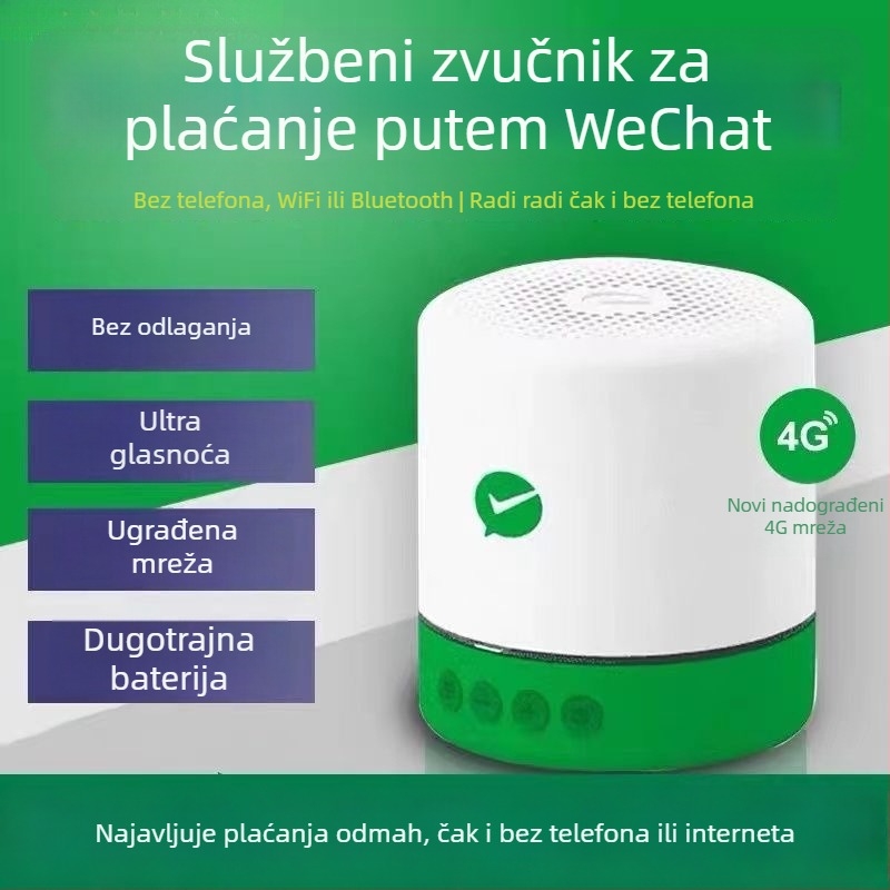 Uređaj za glasovnu najavu plaćanja s QR kodom, 3W zvučnik, ABS kućište, IPX7 vodootpornost