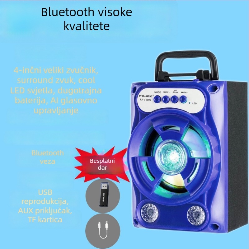 Karaoke Bluetooth zvučnik s mikrofonom, 8.000 pjesama, IPX7 vodootporan, raspon frekvencija 100 Hz–20 kHz, SNR ≥70 dB, bez ugrađene baterije, za vanjsku upotrebu