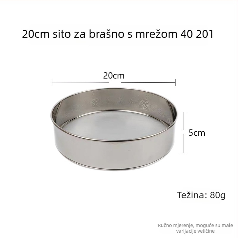 Sito za brašno od nehrđajućeg čelika 304/201, ručno, kružno, za rižino brašno, mreža 60 i 40