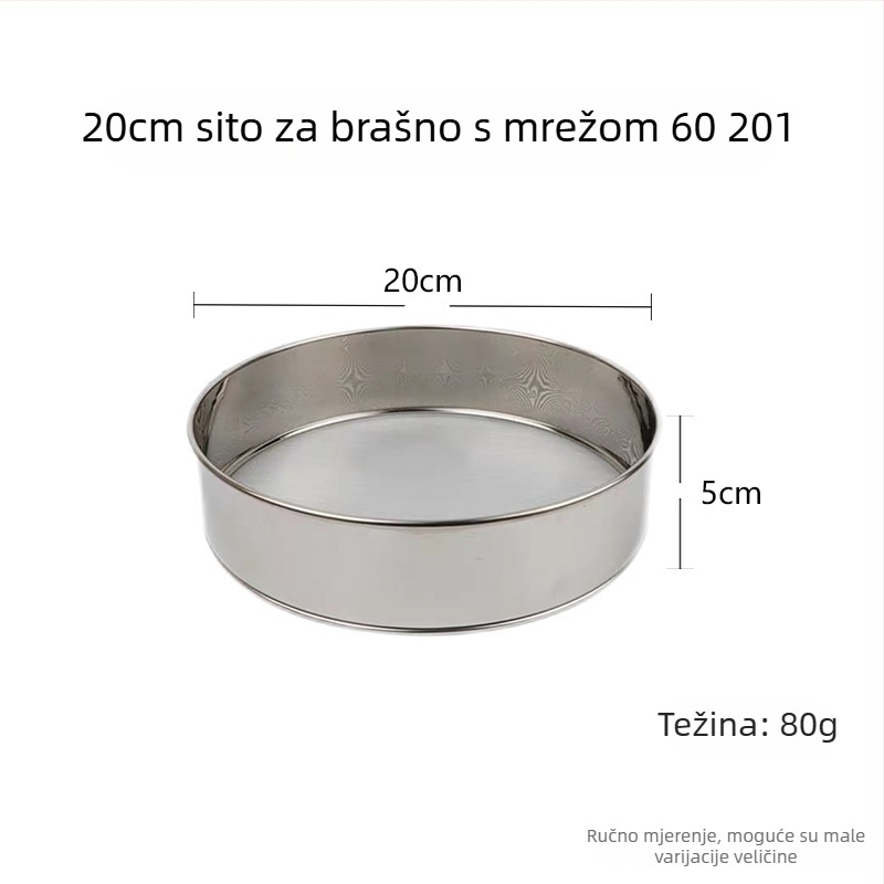 Sito za brašno od nehrđajućeg čelika 304/201, ručno, kružno, za rižino brašno, mreža 60 i 40