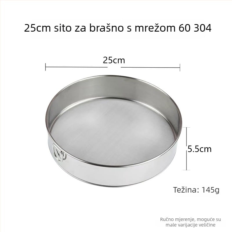 Sito za brašno od nehrđajućeg čelika 304/201, ručno, kružno, za rižino brašno, mreža 60 i 40