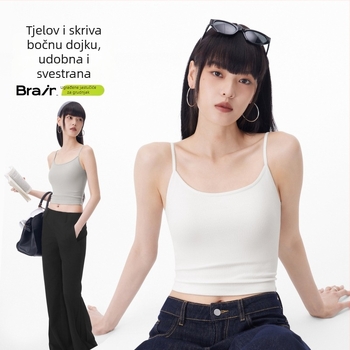 PUNLIEN Podstavljena cami-vest za žene — Slim fit, naramenice, jednobojni uzorak, viskoza/nylon smjesa (50–70% viskoze, 30–50% najlona), elastičan