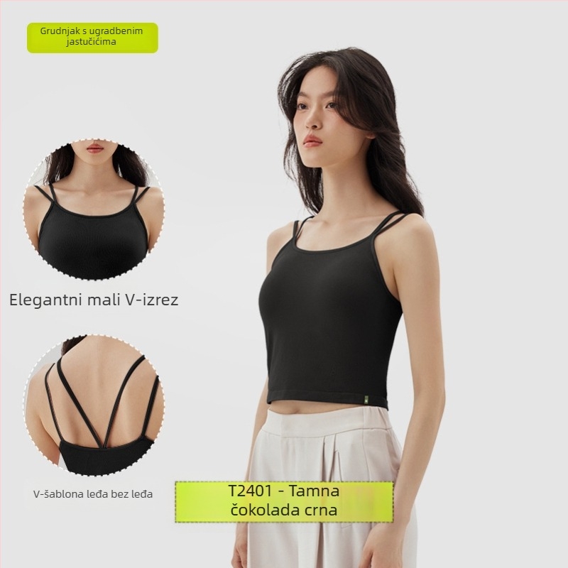PUNLIEN Podstavljena cami-vest za žene — Slim fit, naramenice, jednobojni uzorak, viskoza/nylon smjesa (50–70% viskoze, 30–50% najlona), elastičan