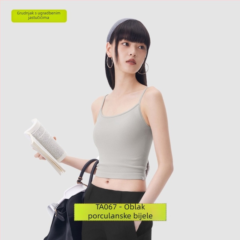 PUNLIEN Podstavljena cami-vest za žene — Slim fit, naramenice, jednobojni uzorak, viskoza/nylon smjesa (50–70% viskoze, 30–50% najlona), elastičan