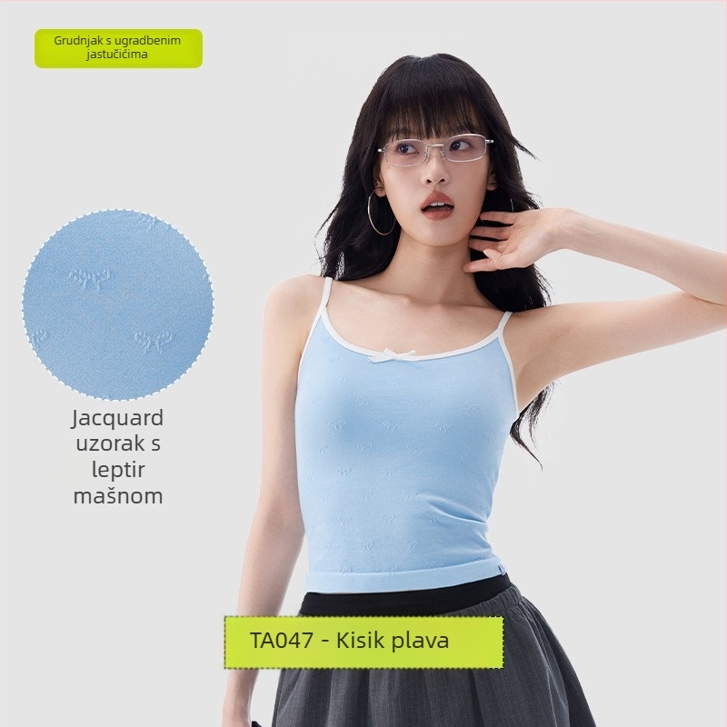 PUNLIEN Podstavljena cami-vest za žene — Slim fit, naramenice, jednobojni uzorak, viskoza/nylon smjesa (50–70% viskoze, 30–50% najlona), elastičan