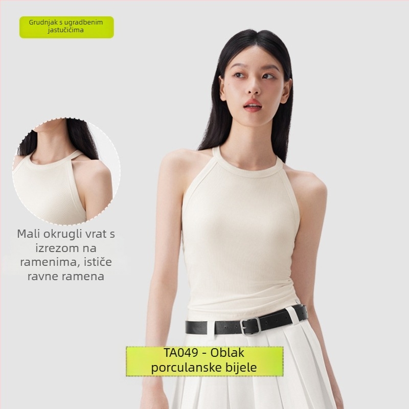 PUNLIEN Podstavljena cami-vest za žene — Slim fit, naramenice, jednobojni uzorak, viskoza/nylon smjesa (50–70% viskoze, 30–50% najlona), elastičan