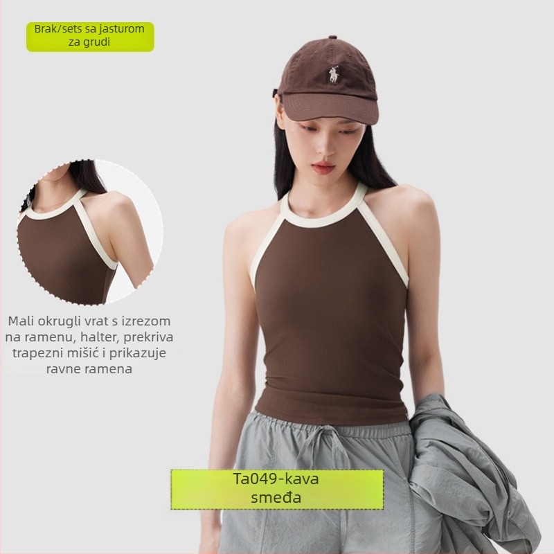 PUNLIEN Podstavljena cami-vest za žene — Slim fit, naramenice, jednobojni uzorak, viskoza/nylon smjesa (50–70% viskoze, 30–50% najlona), elastičan