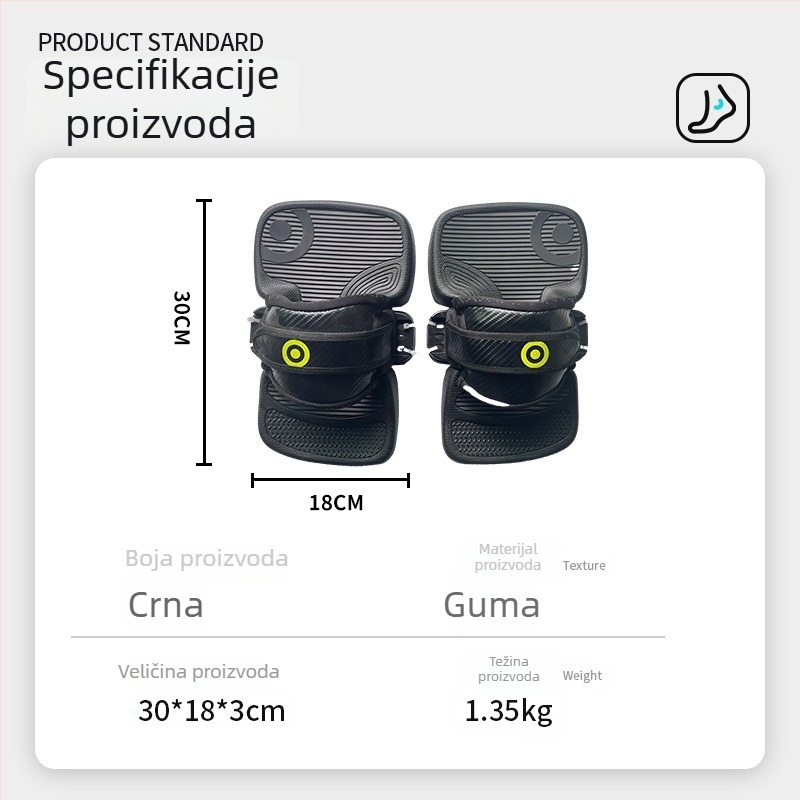 Lighthouse Bez Pogona Hidrofoilne Zaštitne Navlake za Stopala, Debeli Fiksni Kaiševi za Kite Surf Dasku, Guma, Protuklizno