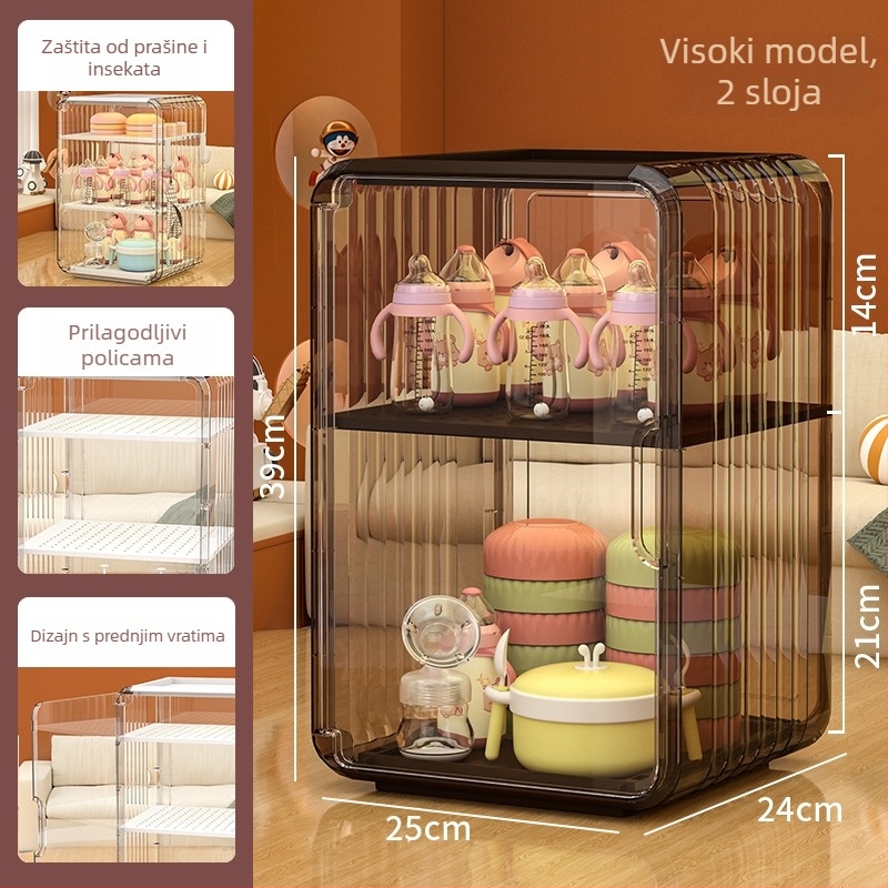 Kutija za skladištenje bočica za bebe i stalak za sušenje – Materijal PS, 18L, Pokretan, Jednostavan modern dizajn