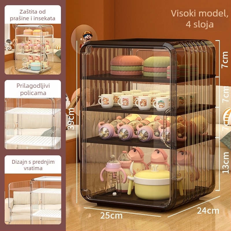 Kutija za skladištenje bočica za bebe i stalak za sušenje – Materijal PS, 18L, Pokretan, Jednostavan modern dizajn