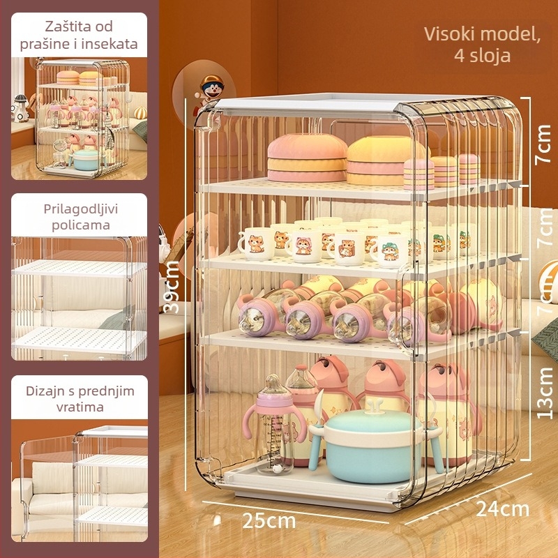 Kutija za skladištenje bočica za bebe i stalak za sušenje – Materijal PS, 18L, Pokretan, Jednostavan modern dizajn