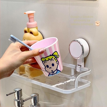 Zidni kutni držač za kupaonicu s vakuumskim pričvršćivanjem za kozmetiku i higijenske potrepštine – 1 etaža, minimalistički dizajn