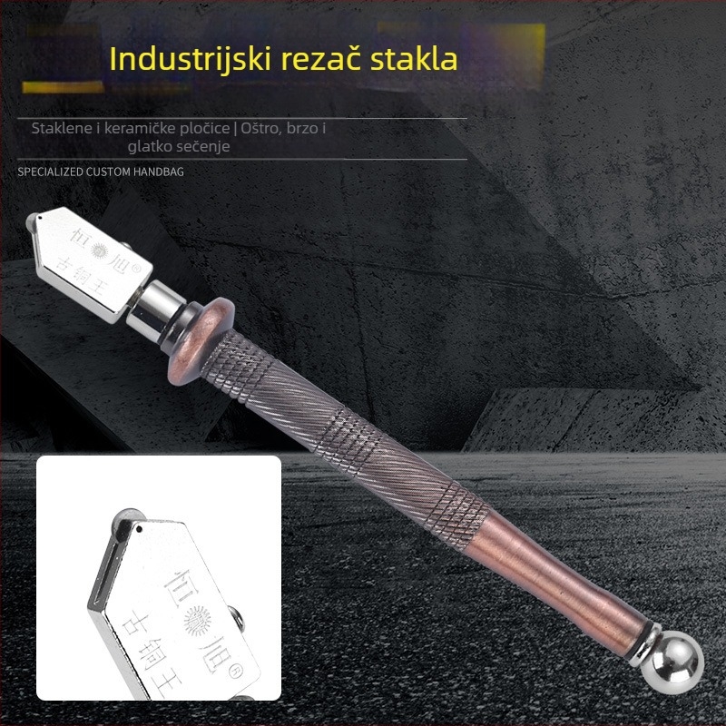 Hengxu Ručni rezač stakla i pločica – Nehrđajući čelik, valjkasta oštrica, višenamjenski alat za staklo, ogledala i keramiku
