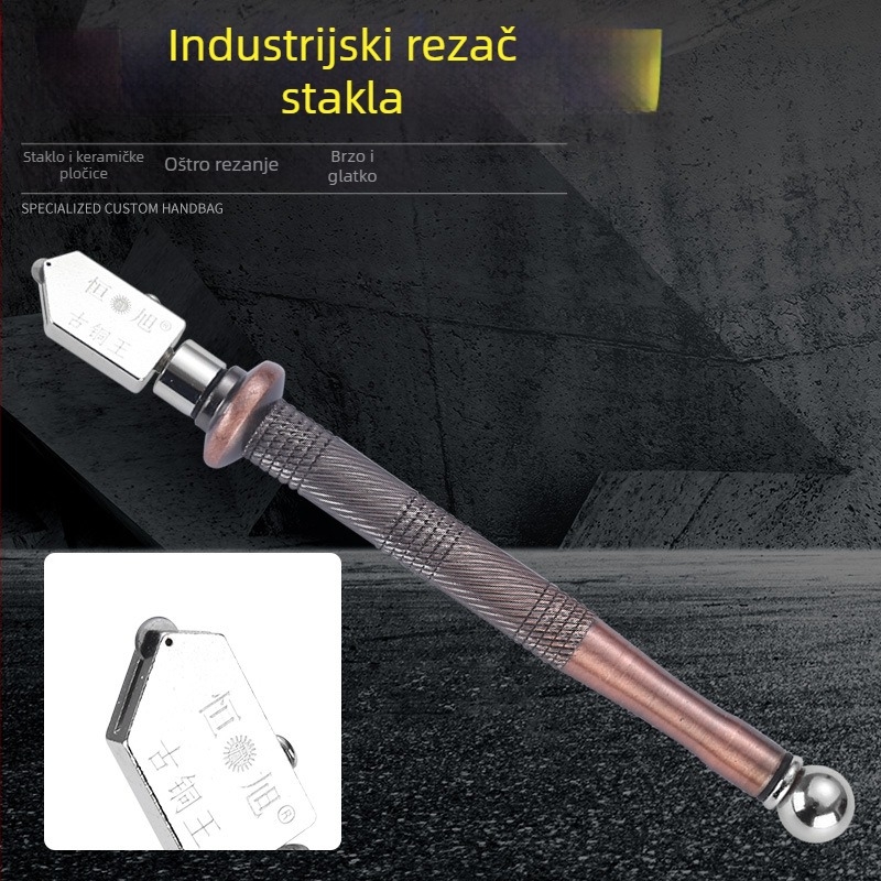 Hengxu Ručni rezač stakla i pločica – Nehrđajući čelik, valjkasta oštrica, višenamjenski alat za staklo, ogledala i keramiku