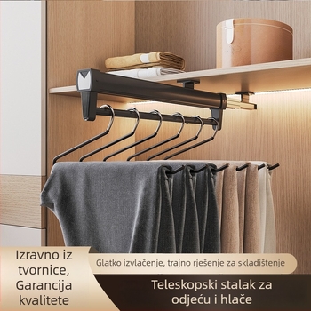 Izvlačnistalak za hlače od aluminijske legure, garderoba, gornja montaža, teleskopska šina, moderni minimalistički stil