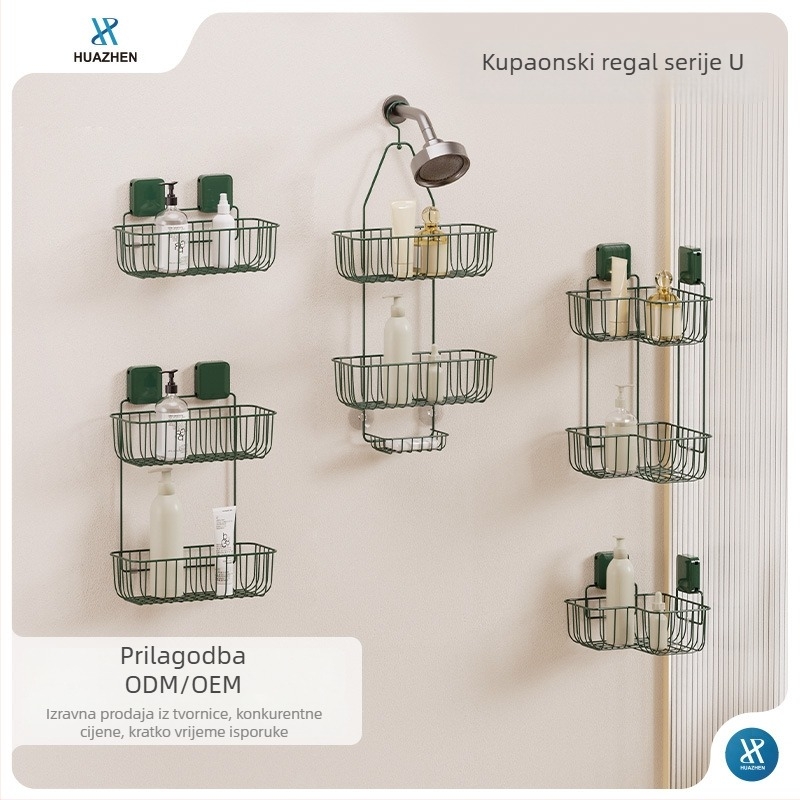 Željezni stalak za kupaonicu i tuš, praškasta površina, serija U, 1–3 razine, prilagodljiv