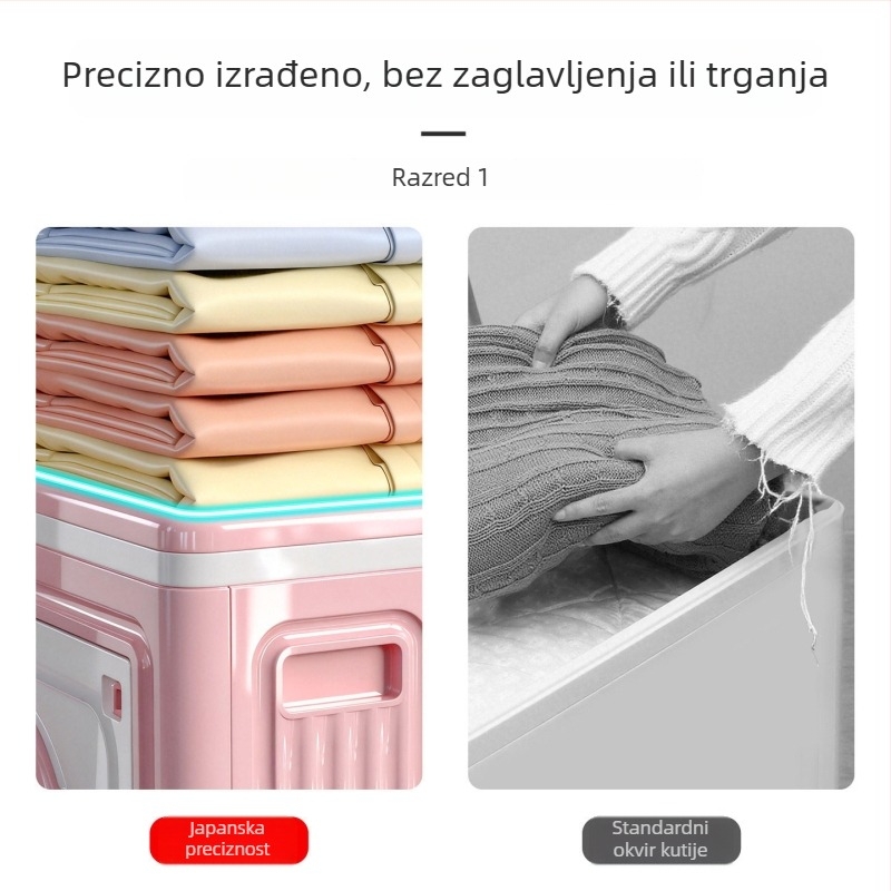Prilagođena kutija za skladištenje odjeće s kotačićima, PP, sklopa, karikatura uzorak, preklopni poklopac